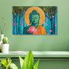 Enlightened Green Buddha with Lotus | Colorful Spiritual Canvas Wall Art for Calm Interiors