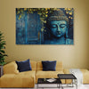 Blue Buddha by the Door | Mystic Tranquility Canvas Wall Art for Zen Spaces