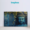 Blue Buddha by the Door | Mystic Tranquility Canvas Wall Art for Zen Spaces