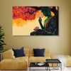 Green Buddha under Red Tree | Modern Canvas Wall Art for Spiritual Elegance and Nature Harmony