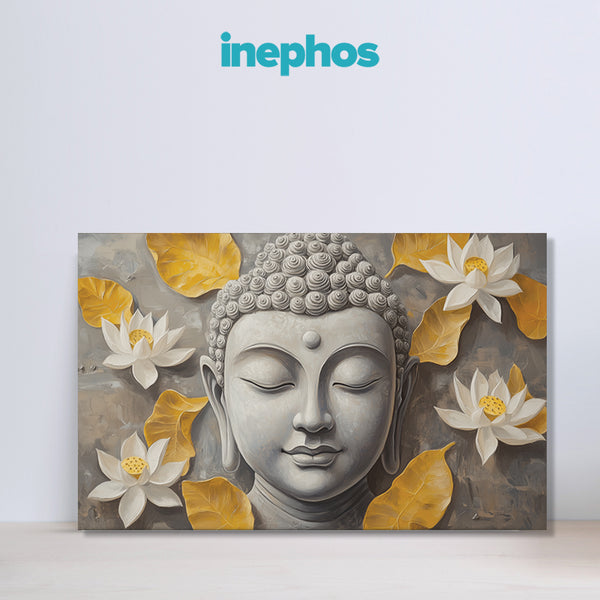 Divine Illumination | Meditating Buddha Canvas Painting for Spiritual Home Décor