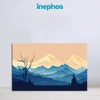 Golden Horizon Mountains Painting | Minimal Modern Canvas Of Blue Hills & Sunrise | Elegant Modern Wall Art for Home Décor