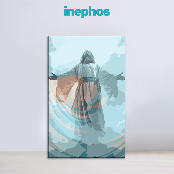 Divine Grace of Jesus Christ Painting | Spiritual Religious Vastu Christian Canvas | Jesus Arms Open Welcoming Wall Art for Home, Church & Prayer Room Decor