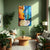 Romantic Abstract Kiss Painting | Modern Blue Orange Couple Canvas | Love Face Wall Art for Bedroom & Living Room Decor