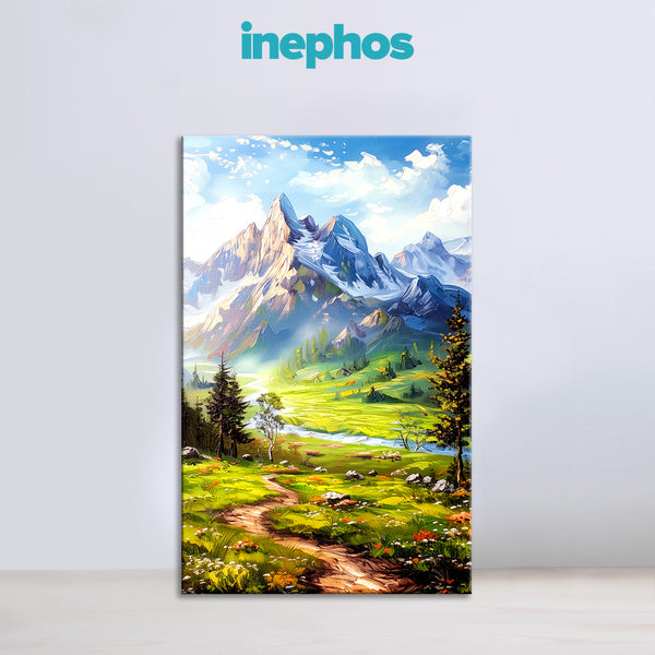 Mountain Pathway Painting | Scenic Landscape Canvas | Hills Nature Scenery for Living Room & Office Décor