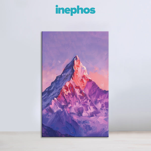 Purple Mountain Painting | Sunset Peak Canvas | Nature Landscape Wall Art for Home & Office Décor