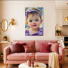 Cute Baby Girl Painting | Oil Style Baby Face Canvas Portrait & Photo Frame | Wall Art Gift for New Parents