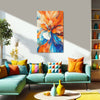 Bold Orange Blue Flower Painting | Vibrant Abstract Floral Canvas | Modern Botanical Wall Art for Living Room & Bedroom Décor