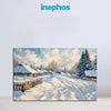 Winter Village Landscape Painting | Peaceful Nature Scene Canvas | Snowy Countryside Wall Art for Living Room & Office Decor