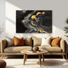 Golden Veins on Black Marble Painting | Luxury Abstract Fluid Art Canvas | Modern Black & Golden Paint Wall Art for Modern Living Room, Office & Gallery Wall Décor