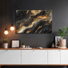 Gold Black White Flow Painting | Luxury Abstract Swirl Marble Canvas | Modern Wall Art for Living Room, Bedroom, Office