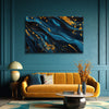 Luxury Navy Blue & Gold Splash Painting | Modern Abstract Elegant Canvas for Living Room, Bedroom & Office | Modern Fluid Swirl Paint Flow Wall Art Décor for Stylish Interiors