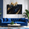 Premium Blue & Gold Marble Painting | Rich Elegant Navy Blue Golden Swirl Canvas for Living Room & Bedroom | Modern Abstract Flow Paint Wall Art Décor for Modern Homes & Luxury Interiors