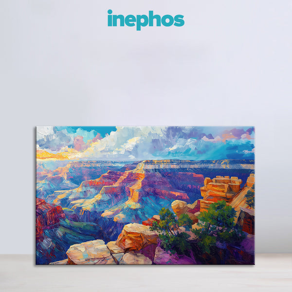 Grand Canyon Painting | Colorful Mountain Valley Canvas | Scenic Nature View Landscape Wall Art for Home & Office Décor