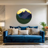 Majestic Mountain Sunrise Round Canvas Wall Art | Minimal Nature Landscape Painting for Living Room, Bedroom | Modern Mountain-Inspired Home Décor
