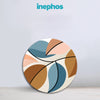 Contemporary Abstract Leaf Round Canvas Wall Art | Stylish Botanical Design in Blue, Peach & Mustard Tones | Modern Living Room & Office Décor