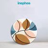 Modern Abstract Leaf Round Canvas Wall Art | Minimal Botanical Design in Blue, Peach & Mustard for Stylish Living Room | Bedroom & Office Décor