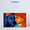 Radha Krishna Eternal Love Painting | Vibrant Religious Spiritual God Canvas Painting | Blue & Red Wall Art for Divine Home Decor