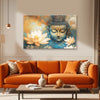 Blue Buddha with Golden Lotus Flowers Painting | Tranquil Buddha Face Canvas for Peaceful Vibes | Religious Spiritual God Floral Wall Art for Meditation & Home Décor