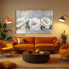 White Floral Harmony Painting | Elegant Blooming Flowers Canvas | 3 White Flowers Wall Art for Bedroom & Modern Home Décor