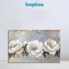 White Floral Harmony Painting | Elegant Blooming Flowers Canvas | 3 White Flowers Wall Art for Bedroom & Modern Home Décor