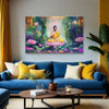 Buddha in Lotus Garden Painting | Serene Spiritual Canvas | Buddha Wall Art for Meditation & Home Decor
