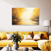 Golden Autumn Forest Glow Painting | Serene Nature Landscape Canvas | Gold & Yellow Trees Wall Art for Home & Office Decor