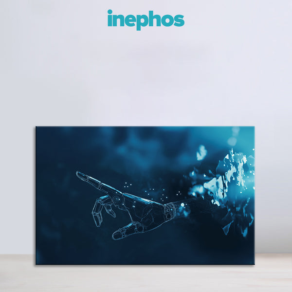 The Digital Touch of Tomorrow Painting | Futuristic Cyberpunk Robotic Hand Canvas | Sci-Fi Technology Artificial Intelligence Bot Wall Art for Tech-Inspired Modern Decor
