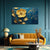 Golden Floral Painting | 3D Textured Flower on Blue Canvas | Luxury Botanical Wall Art for Living Room & Elegant Home Décor