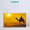 Desert Safari Painting | Rajasthani Thar Camel Sunset Scene Canvas | Warm Yellow Landscape Wall Art for Living Room & Indian Ethnic Décor