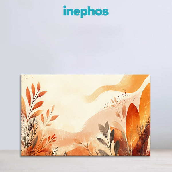 Artistic depiction of leaves with a gradient background on a light gray surface, featuring the brand 'inephos'.