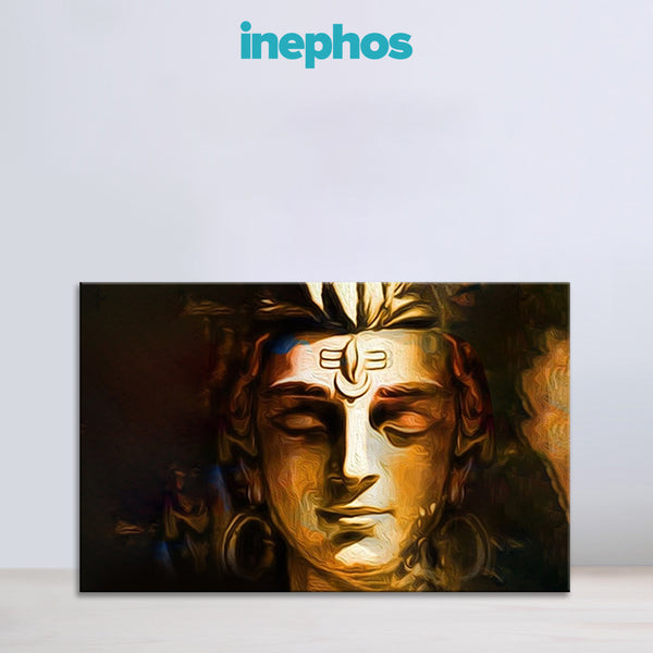 Gold-leafed statue with 'inephos' branding on a light gray background