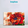 Colorful floral painting with 'inephos' branding on a light gray background