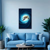 Majestic Sea Turtle Canvas Painting for Living Room & Bedroom | Ocean-Themed Wall Art with Blue Swirl Light Portal