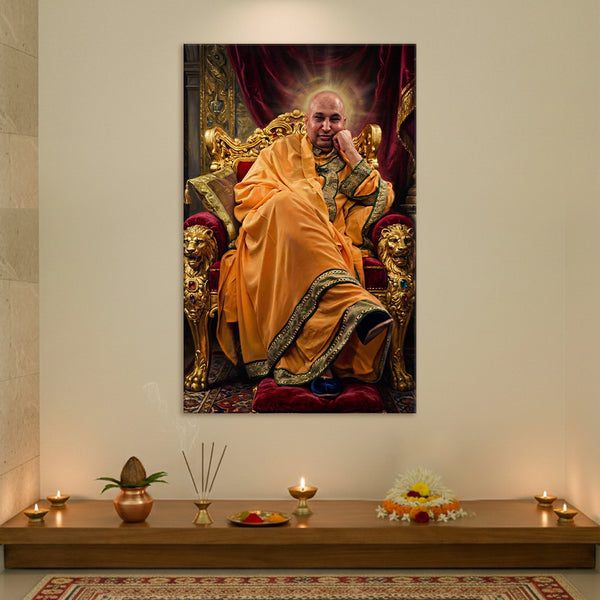 Shukrana Guru Ji Royal Spiritual Canvas Painting | Majestic Devotional Wall Art with Golden Throne Theme | Home, Pooja and Meditation Decor