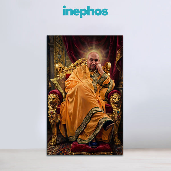Shukrana Guru Ji Royal Spiritual Canvas Painting | Majestic Devotional Wall Art with Golden Throne Theme | Home, Pooja and Meditation Decor