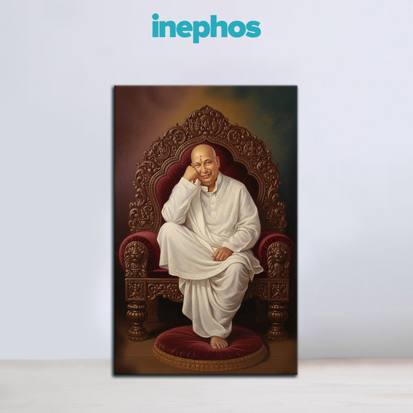 Shukrana Guru Ji Peaceful Spiritual Canvas Painting | Calm Devotional Wall Art in White Theme | Living Room, Pooja & Meditation Home Decor