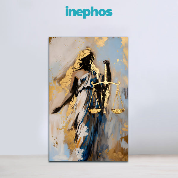 Libra Zodiac Wall Art | Justice, Fairness & Relationship Harmony | Balance of Dharma | Justice Scales Canvas Painting | Libra Air Sign Balance & Dharma Astrology Artwork | Offices, Consultation Rooms & Decision Spaces