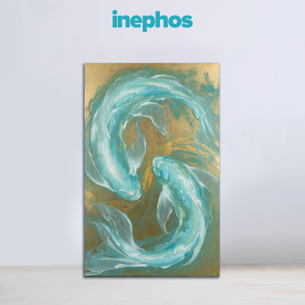 Pisces Zodiac Wall Art | Spiritual Awareness, Emotional Harmony & Deep Intuition | The Ocean of Consciousness | Twin Fish Ocean Canvas Painting | Pisces Water Sign Consciousness & Spiritual Depth Astrology Artwork