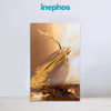 Abstract art piece with gold and brown tones on a white background, featuring the brand 'inephos'.