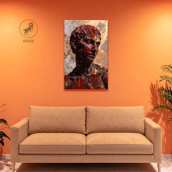 Aries Zodiac Wall Art | Strength, Courage & Fearless Action | Warrior Consciousness | Warrior Energy Canvas Painting | Fire Sign Power Astrology Artwork | Leadership & Power Spaces