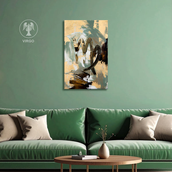Virgo Zodiac Wall Art | Focus, Clarity & Thoughtful Decision-Making | Silent Precision | Abstract Balance Canvas Painting | Virgo Earth Sign Precision & Analytical Mind Astrology Artwork | Study Rooms, Workspaces & Planning Areas