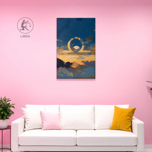 Libra Zodiac Wall Art | Harmony, Fairness & Balanced Decision-Making | Horizon of Balance | Libra Symbol Canvas Painting | Libra Air Sign Justice & Equilibrium Astrology Artwork | Living Rooms, Consultation Areas & Discussion Spaces