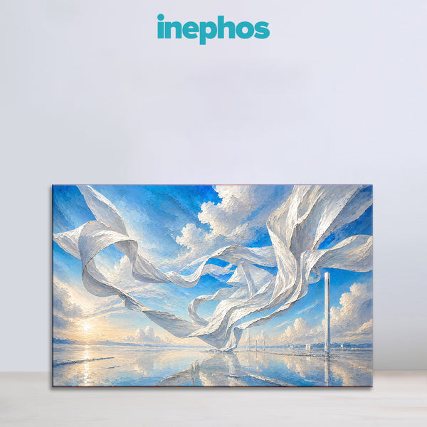 Aquarius Zodiac Wall Art | Ethereal Winds of Freedom & Higher Consciousness | Celestial Air Element Astrology Canvas Painting | Minimal Cosmic Flow Luxury Decor