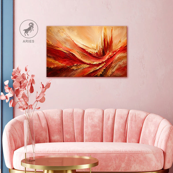 Aries Zodiac Wall Art | Power, Courage & Relentless Forward Motion | Crimson Ascension | Fiery Leadership Energy Canvas Painting | Aries Fire Sign Astrology Artwork | Success, Confidence & Growth Spaces
