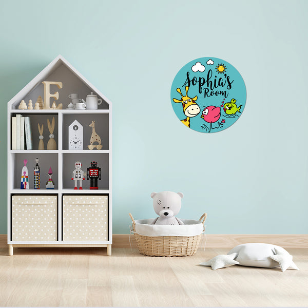 Personalized Animal Theme Kids Name Plate For Bedroom Door | Cute Wall Art For Children’s Room Decor