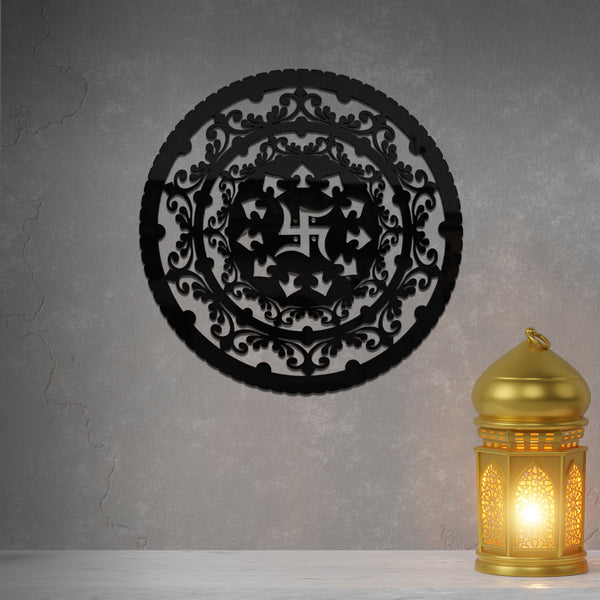 Swastik Acrylic Wall Art | Traditional Round Cut Design For Spiritual Vastu Home Décor