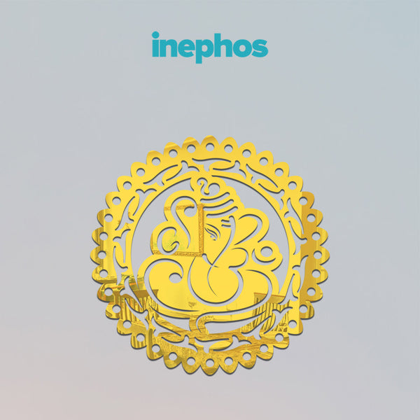 Golden Ganesh Round Acrylic Wall Art | Modern Religious Decor For Home & Office