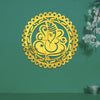 Golden Ganesh Round Acrylic Wall Art | Modern Religious Decor For Home & Office