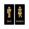Men & Women Washroom Acrylic Signage | Premium Black & Gold Toilet Sign Board | Modern Restroom Sign for Office, Hotel & Commercial Spaces